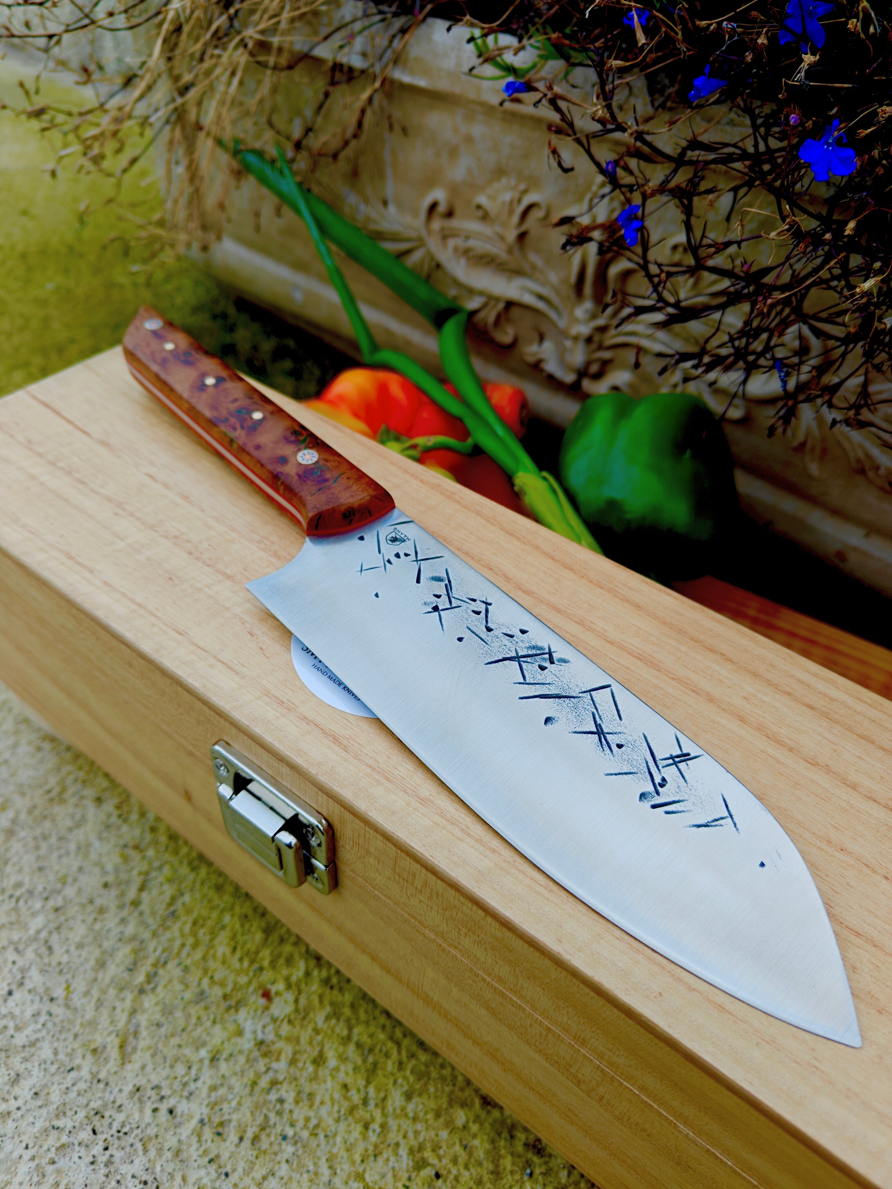14c28n stainless , rare irish oak burl