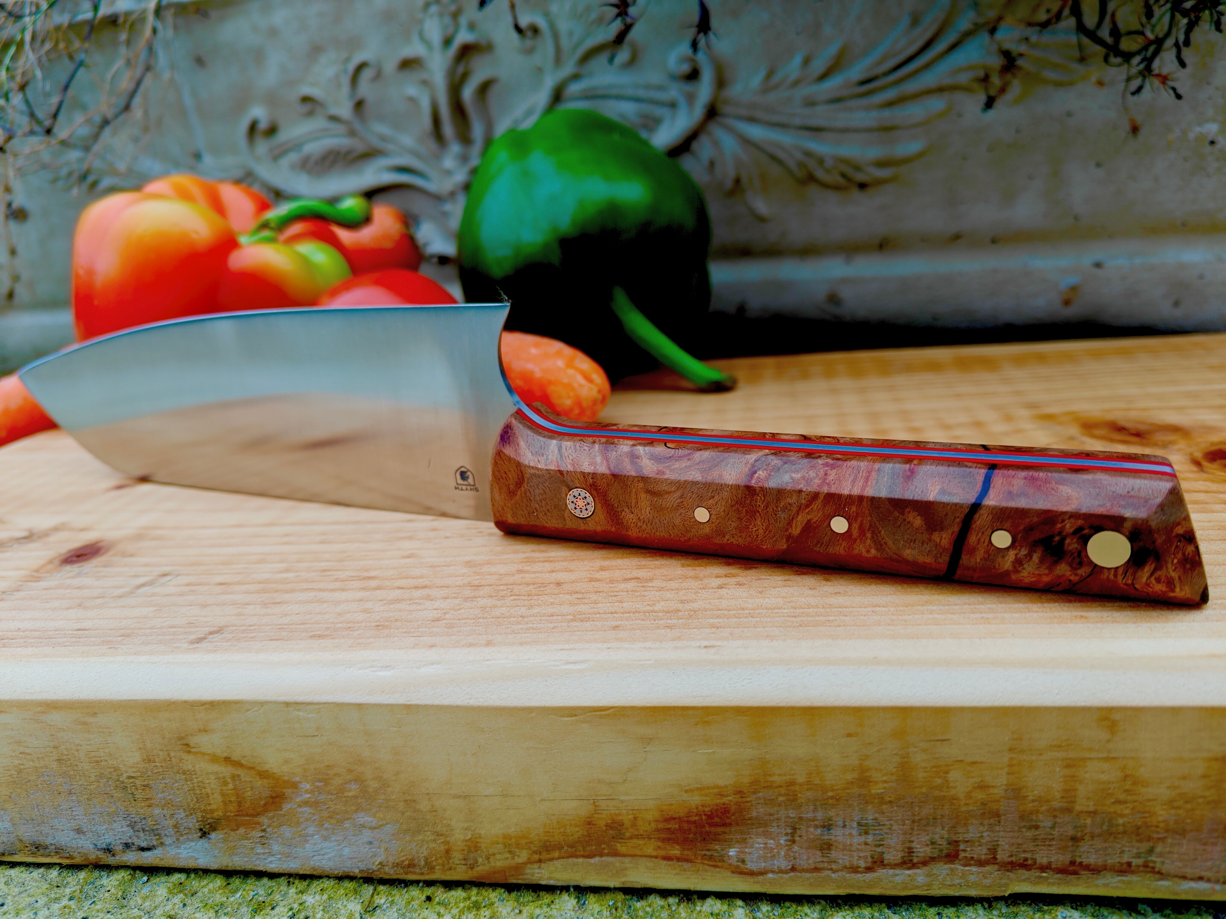 14c28n stainless,with stabalised irish  beech burl