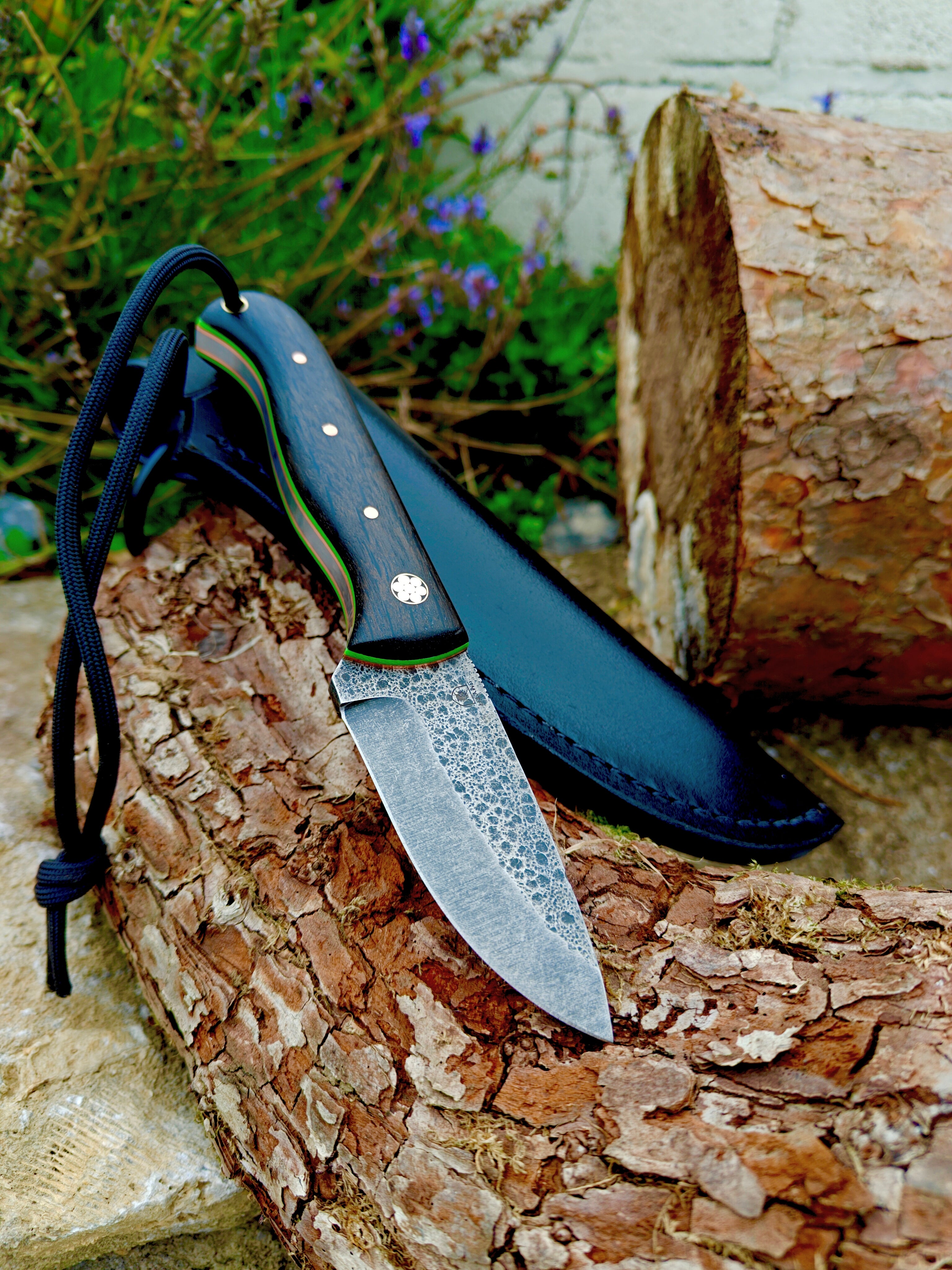 Short Bushcraft blade ,bog oak & copper