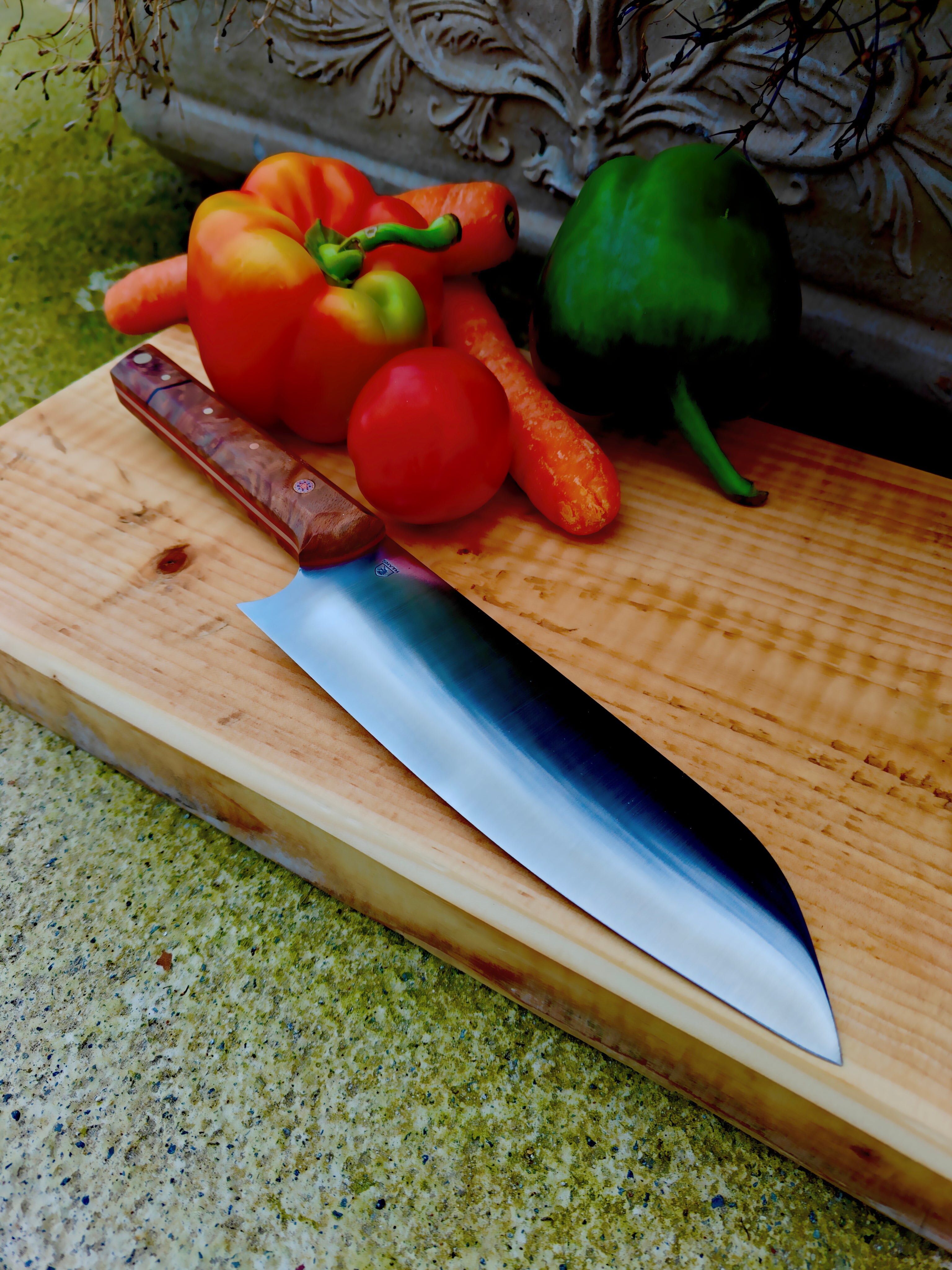 14c28n stainless,with stabalised irish  beech burl