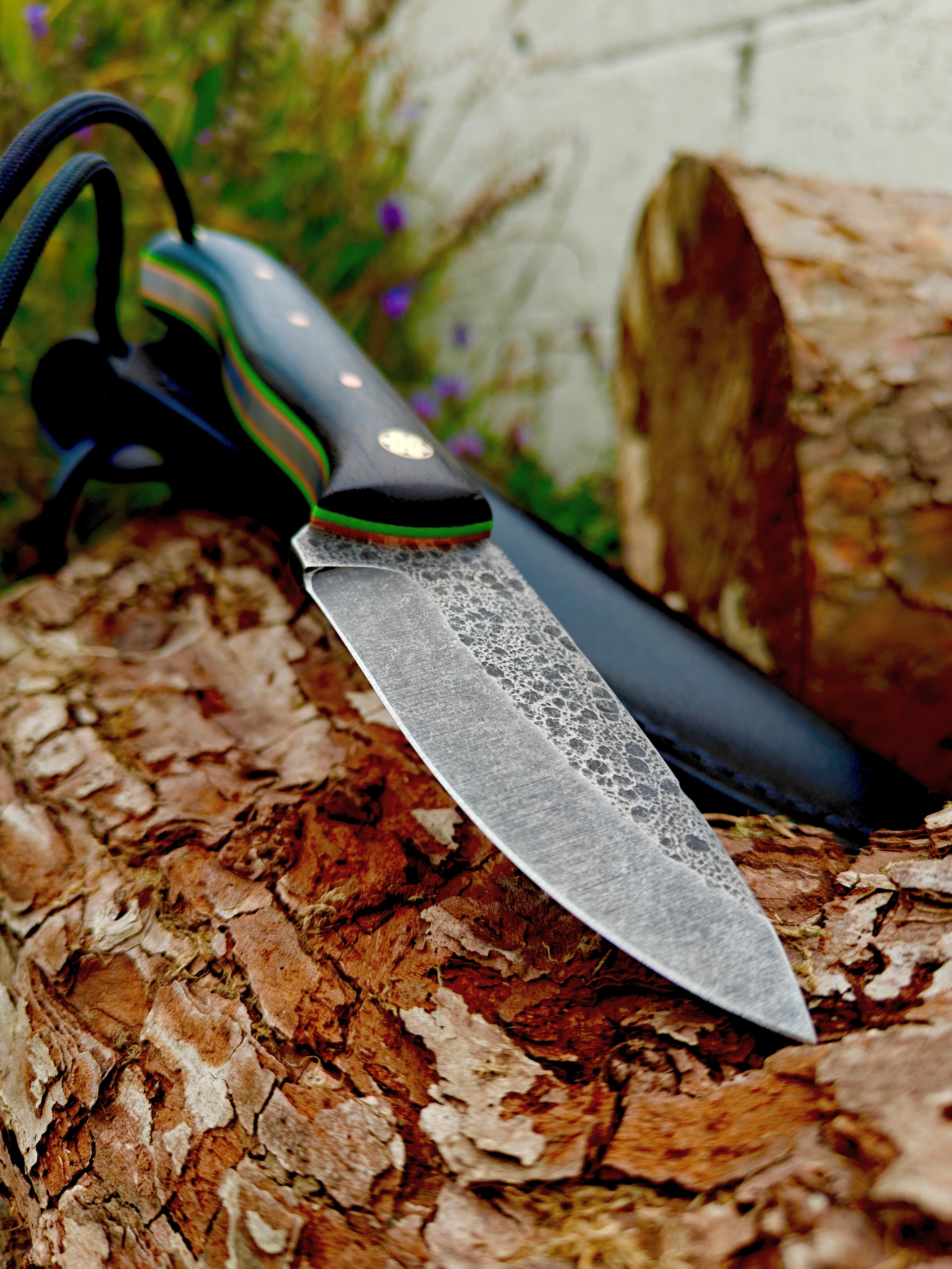 Short Bushcraft blade ,bog oak & copper