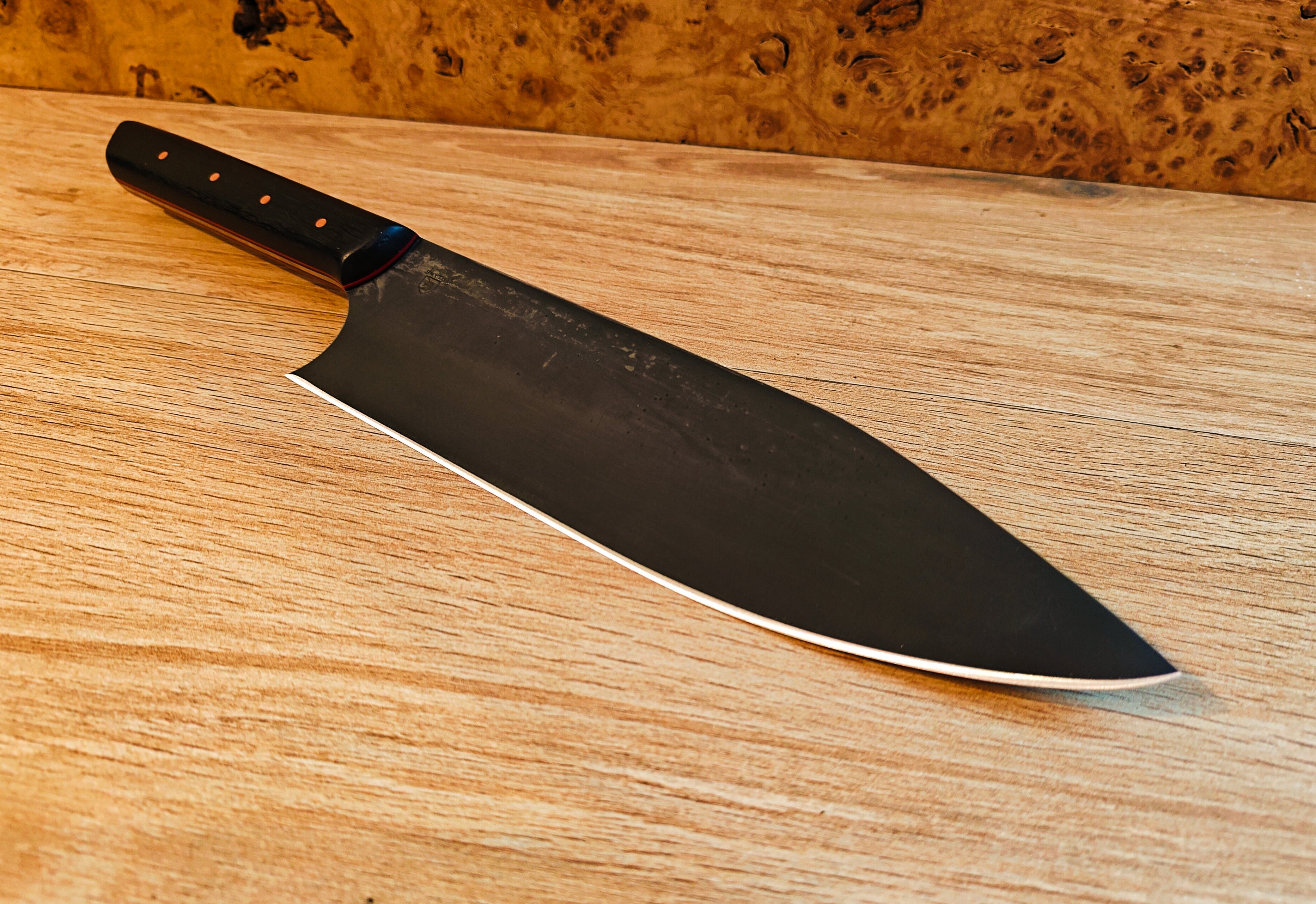 80crv2 high carbon steel slicer/chopper with irish bog oak