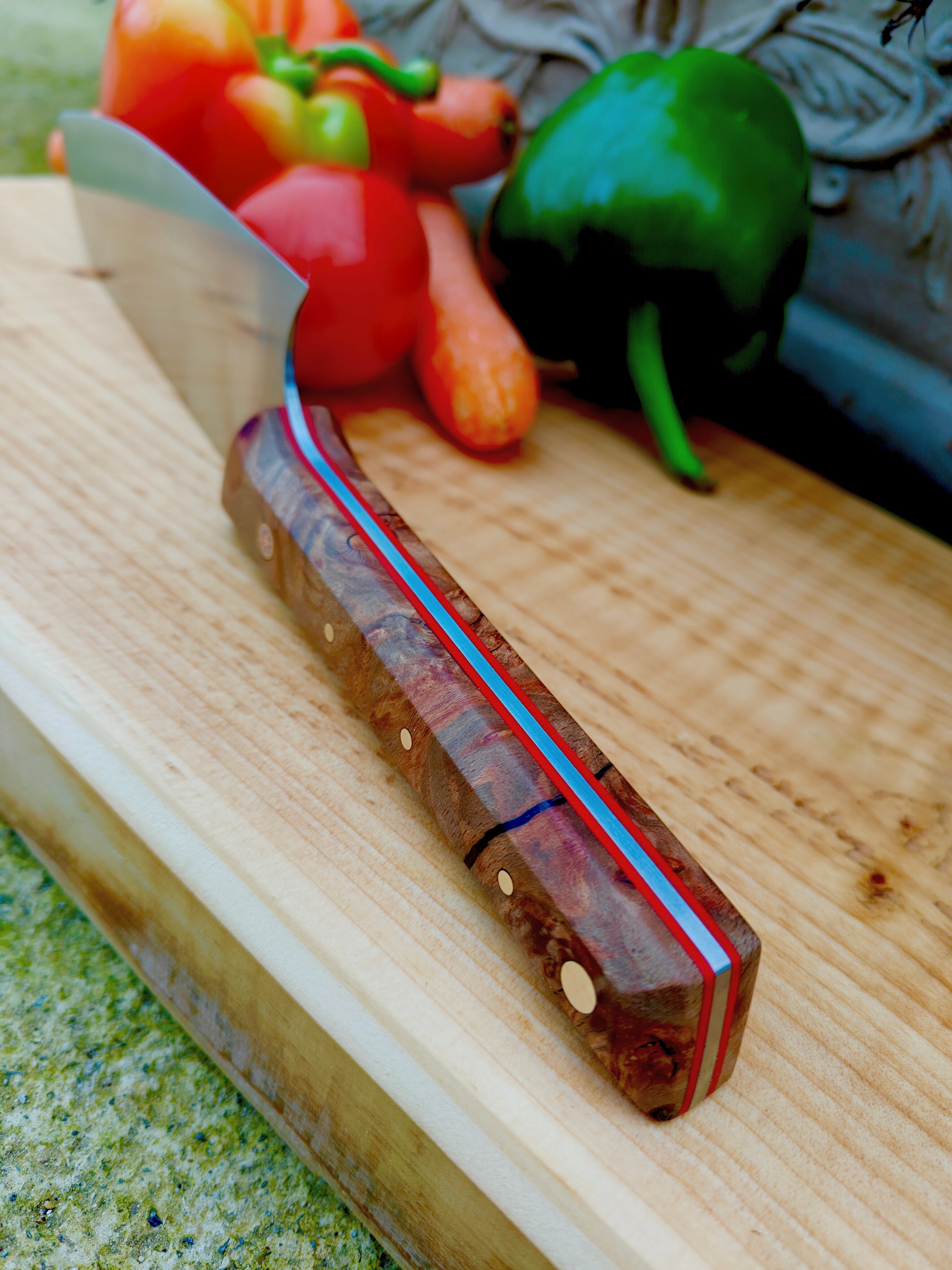 14c28n stainless,with stabalised irish  beech burl