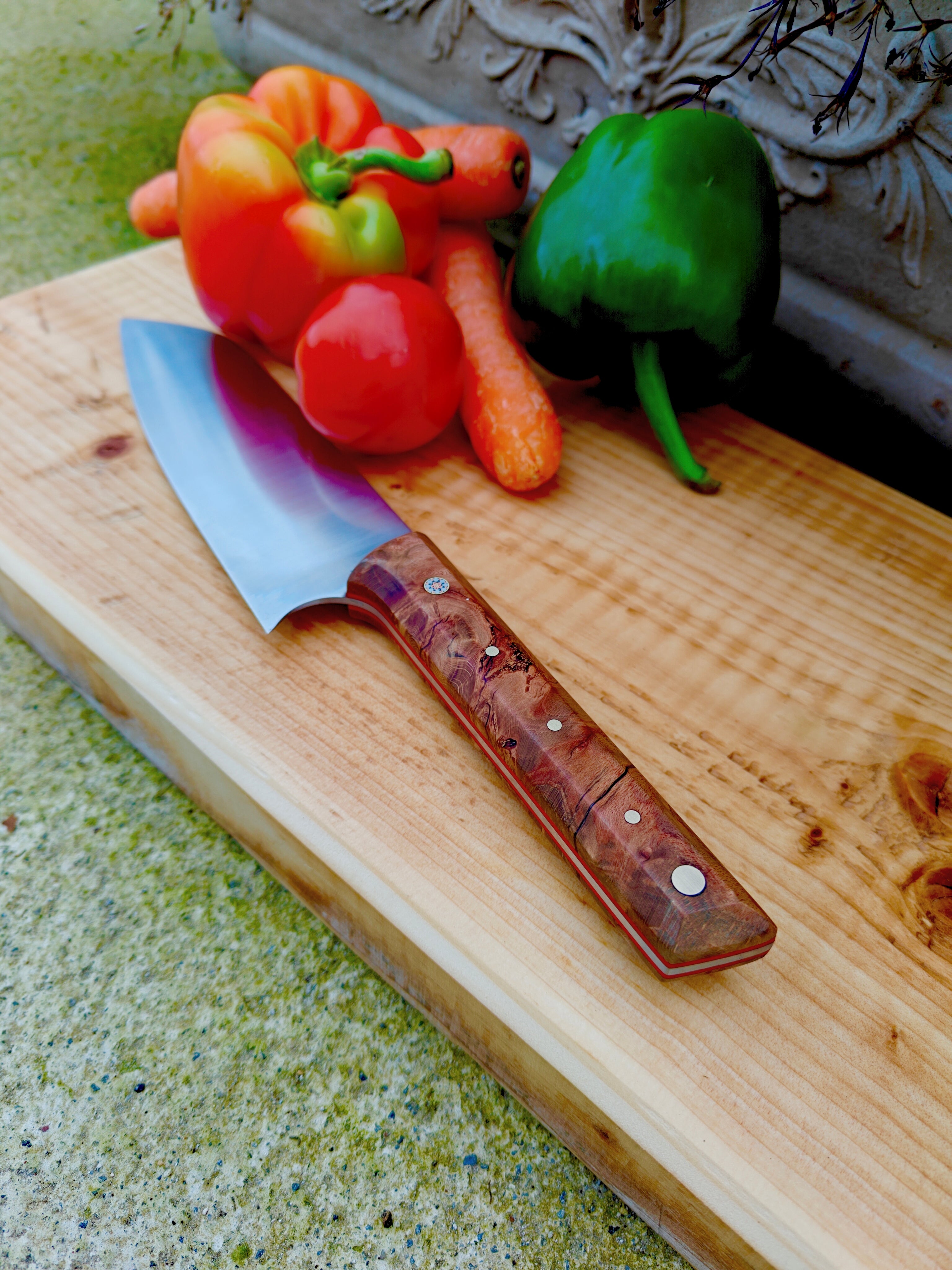 14c28n stainless,with stabalised irish  beech burl