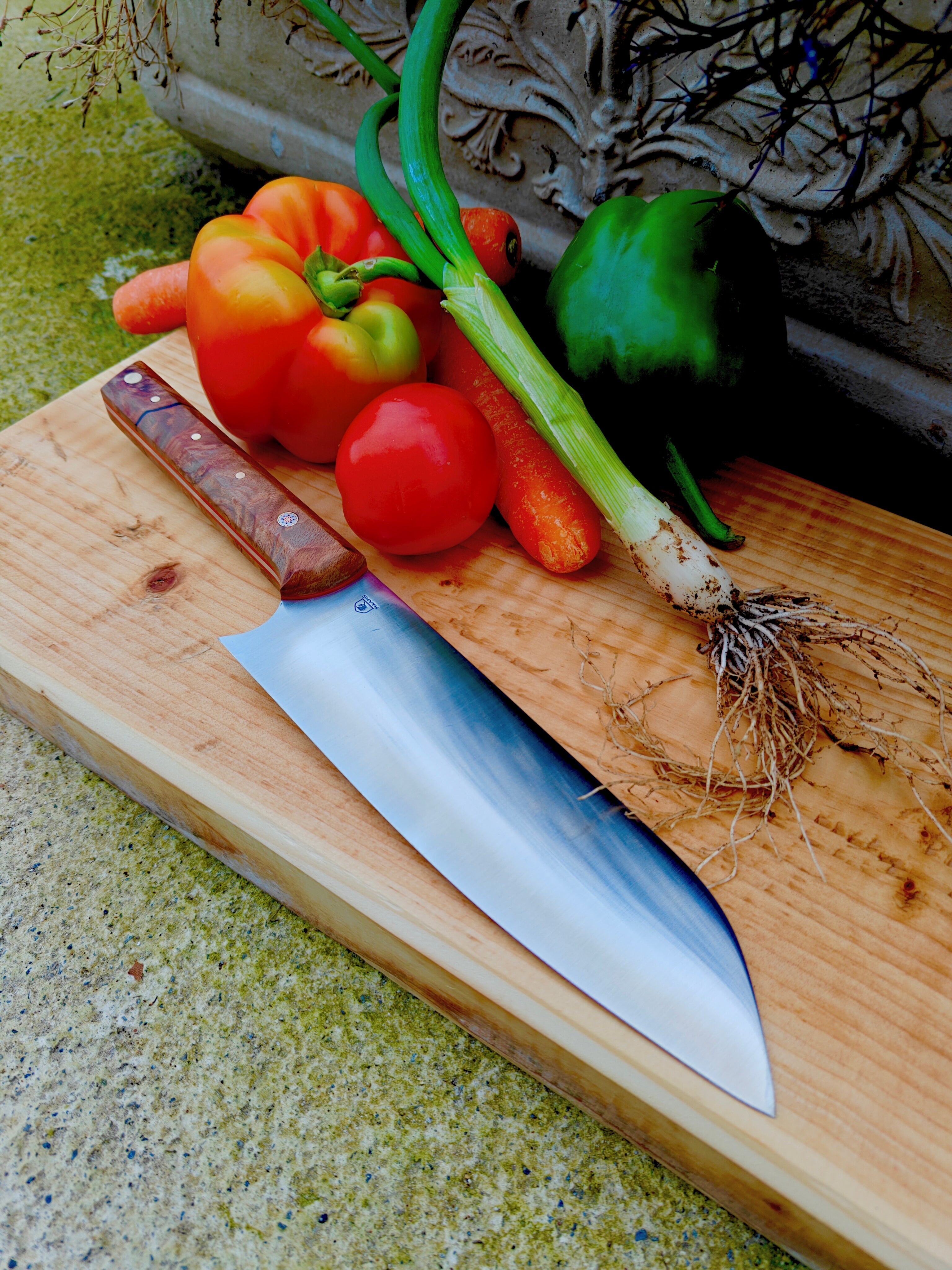14c28n stainless,with stabalised irish  beech burl