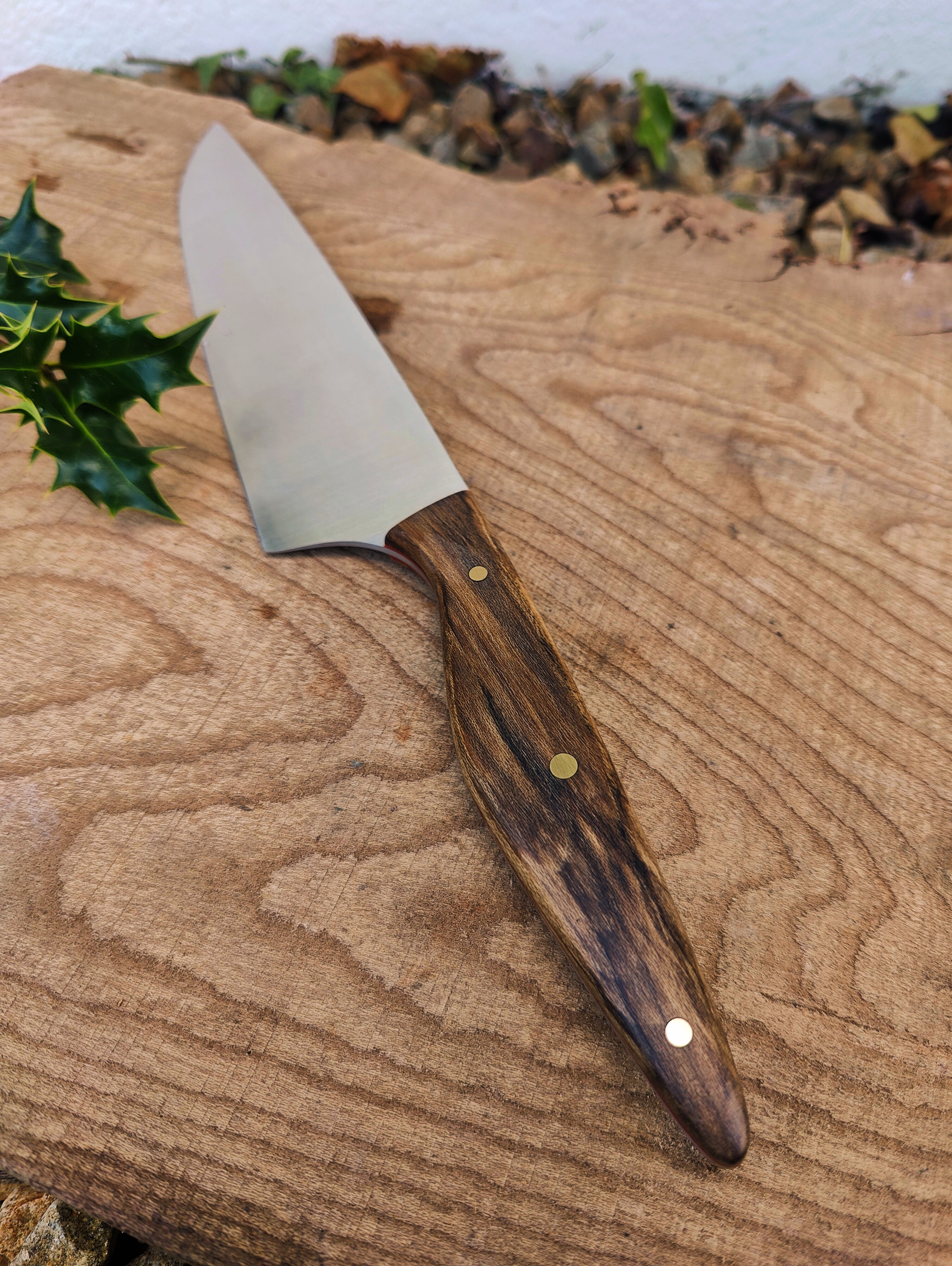 Chef knife with irish holly wood