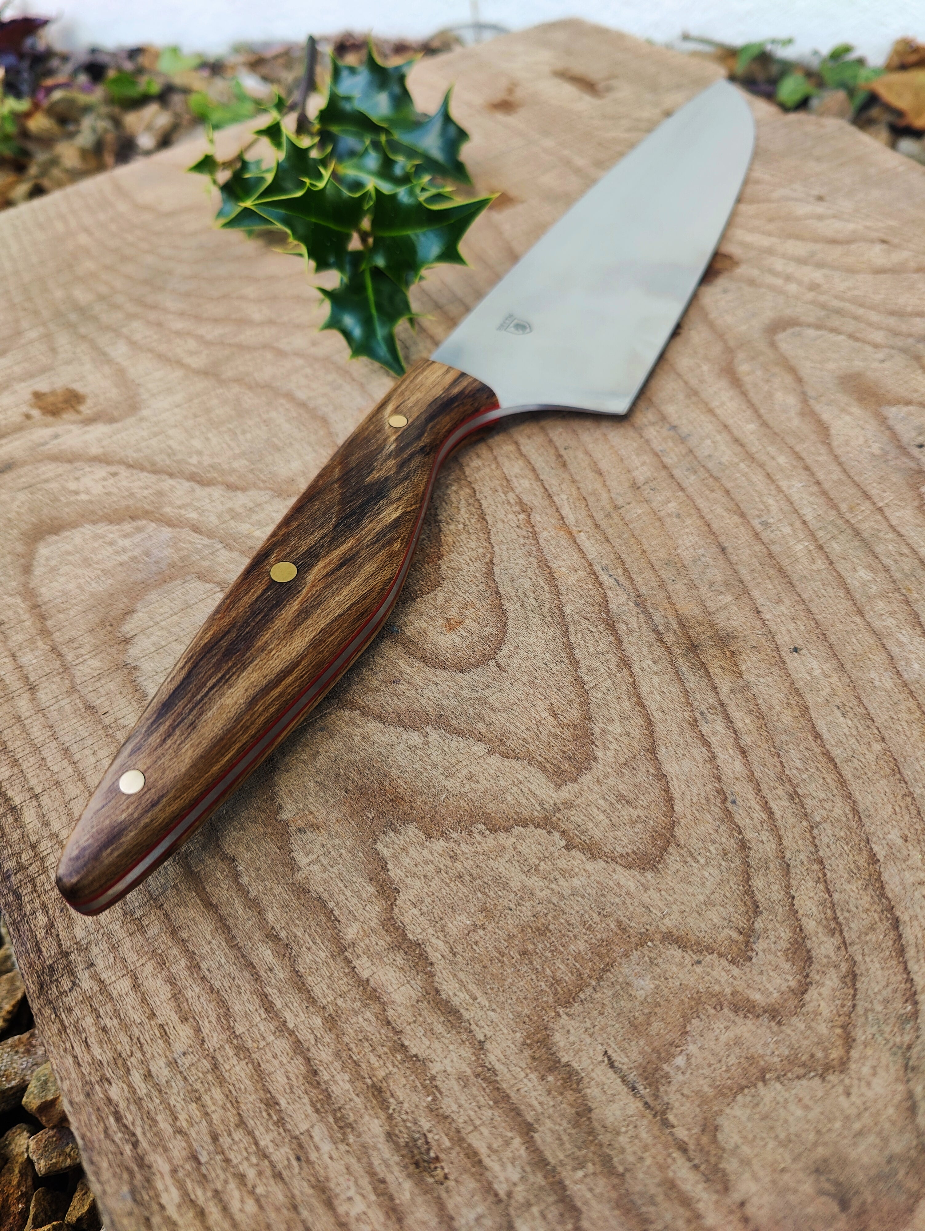 Chef knife with irish holly wood